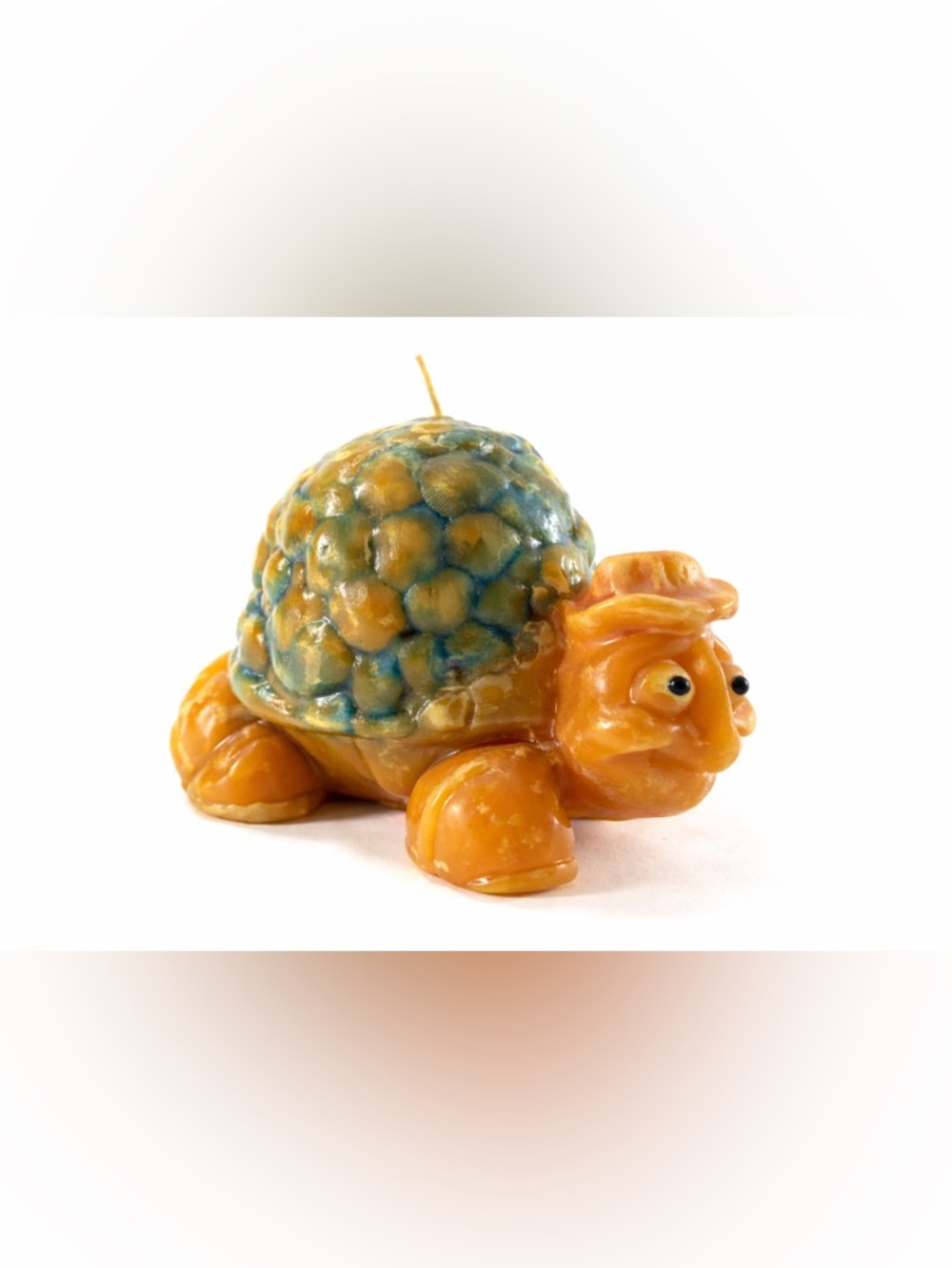Vintage Style Turtle Candle Multicolor Wax Figurine Blue Orange 5.5”
